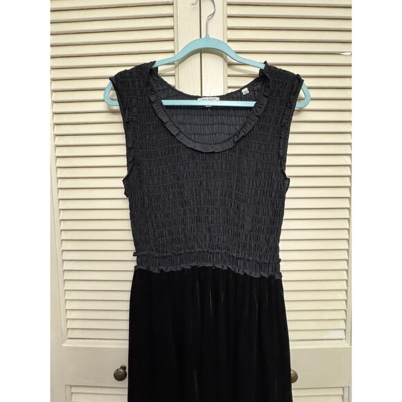 Max Studio Women  Textured Georgette & Velvet Maxi Dress Black Sleeveless L - Picture 3 of 8
